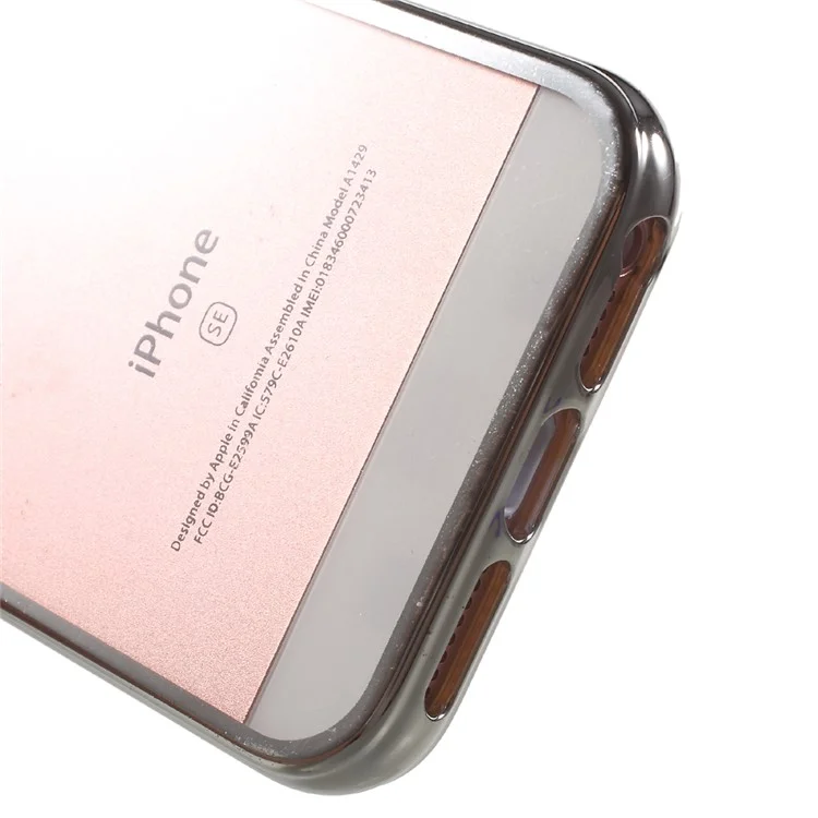 Electroplating Edge Clear TPU Gel Cover for iPhone SE/5s/5 - Silver