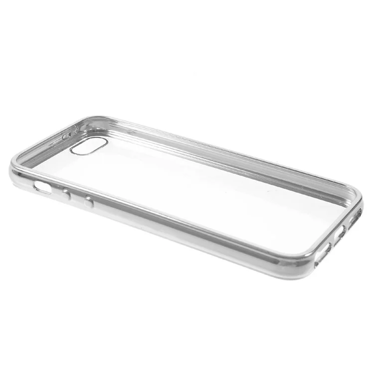 Electroplating Edge Clear TPU Gel Cover for iPhone SE/5s/5 - Silver