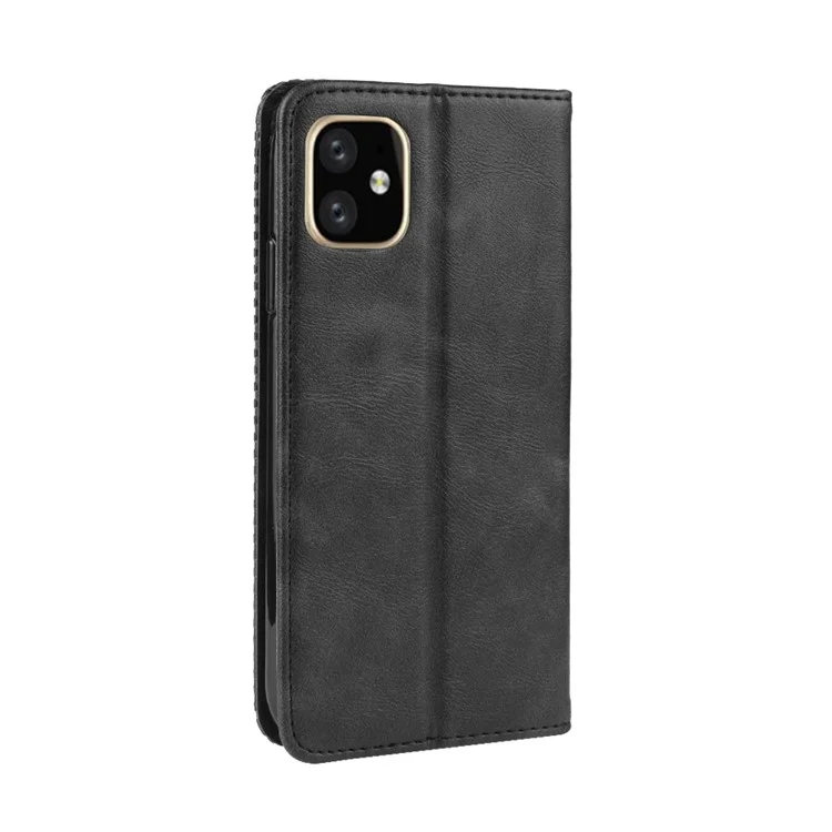 Auto-absorbed Retro PU Leather Stylish Cover for iPhone 12 - Black