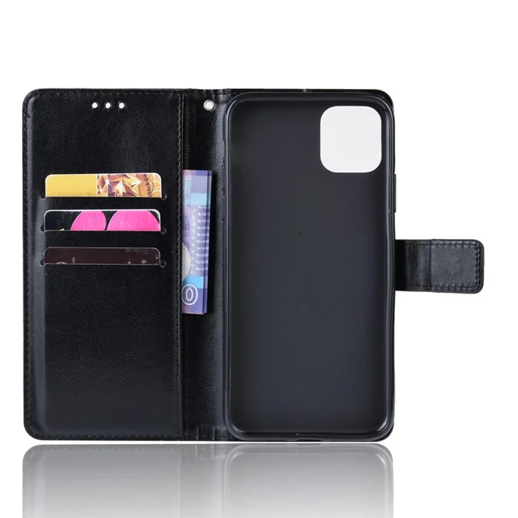 Crazy Horse Skin PU Leather Phone Cover for iPhone 12 - Black