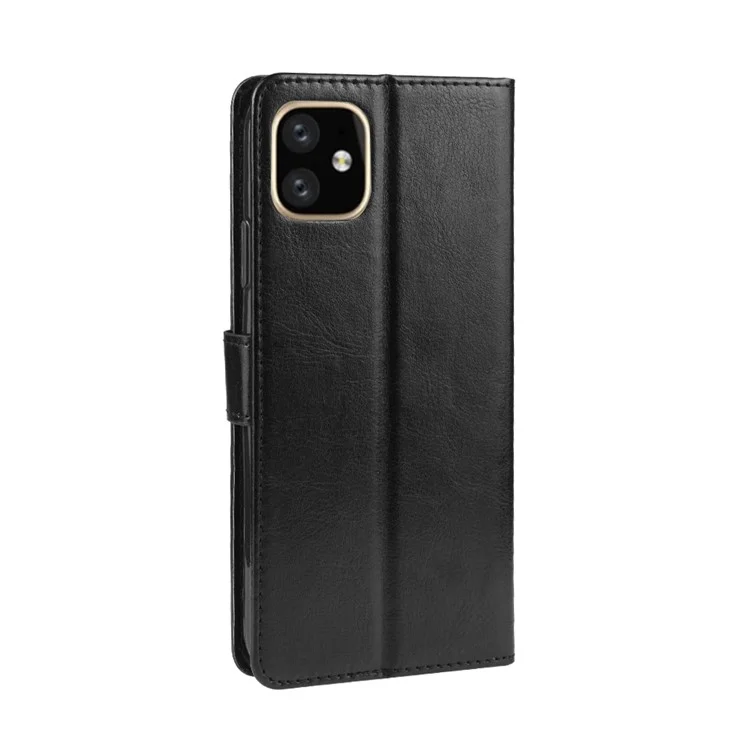 Crazy Horse Skin PU Leather Phone Cover for iPhone 12 - Black