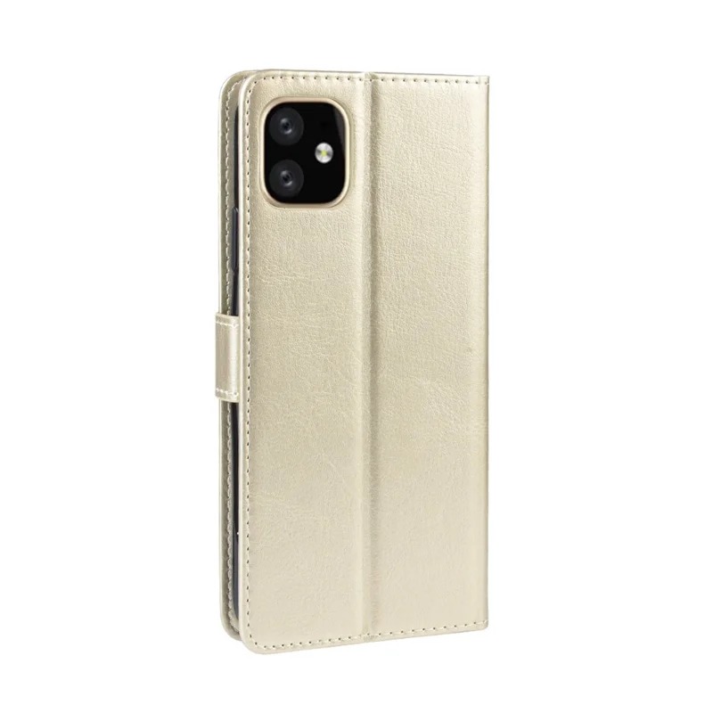 Crazy Horse Skin PU Leather Phone Cover for iPhone 12 - Gold
