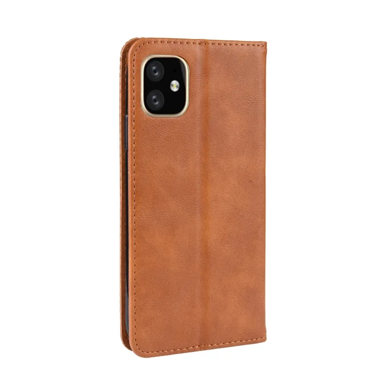Auto-absorbed Retro PU Leather Cover for iPhone 12 mini - Brown