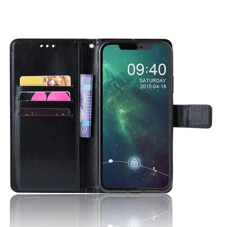 Casca de Couro de Pele Louca Com Cinta Para Iphone 12 Mini - Preto