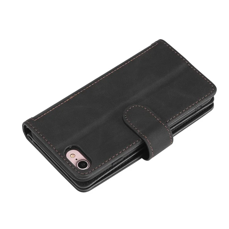 Zipper Pocket 9 Tarjeta Slots Funda De Billetera De Cuero Para IPhone 6S / 6 - Negro