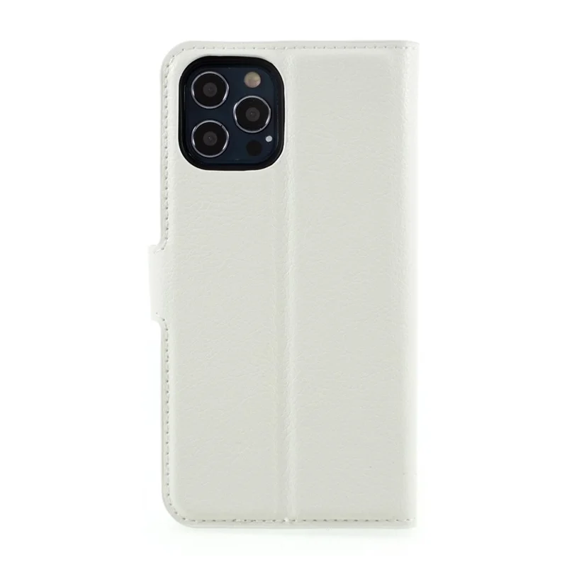 Funda de cuero de textura de lichi con soporte para iPhone 12 Pro / 12 Accesorios para teléfono móvil - Blanco