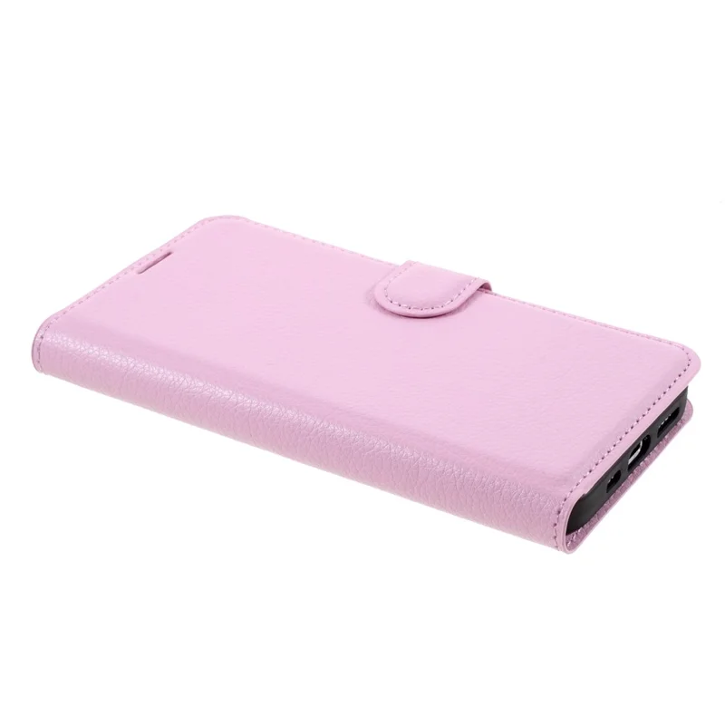 Litchi Surface Shell Leather Case with Stand for iPhone 12 Pro / 12 Mobile Phone Accessories - Pink