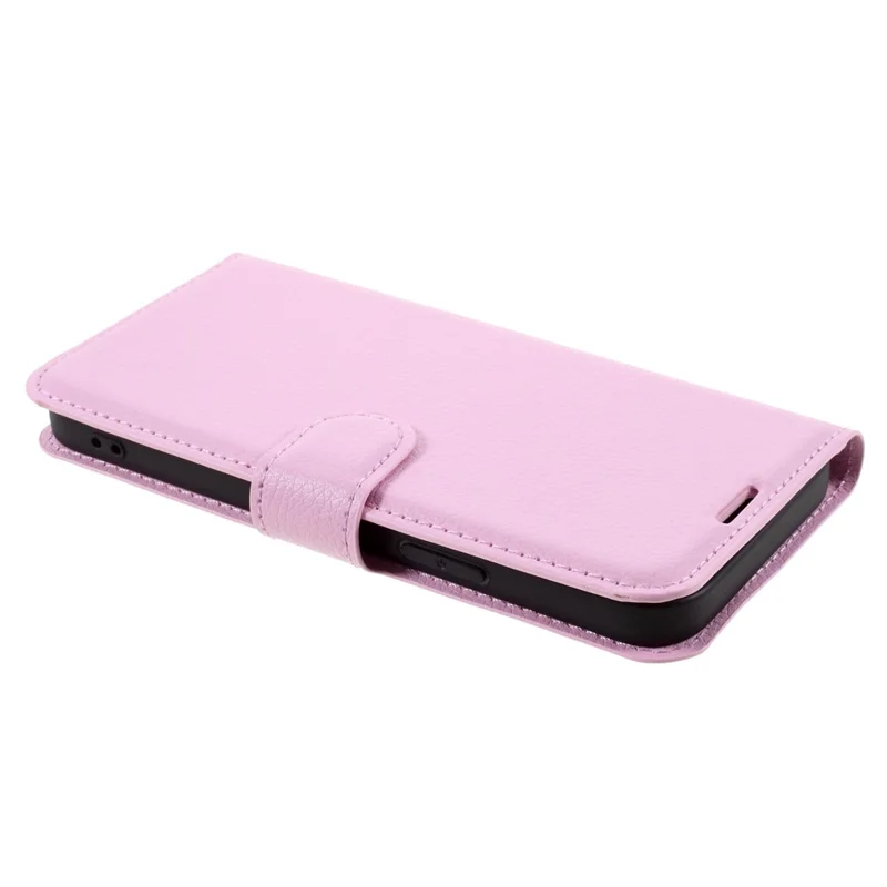 Litchi Surface Shell Leather Case with Stand for iPhone 12 Pro / 12 Mobile Phone Accessories - Pink