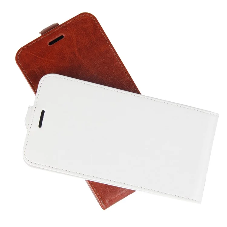 Vertical Flip Crazy Horse Leather Cell Phone Case for iPhone 12 mini - White