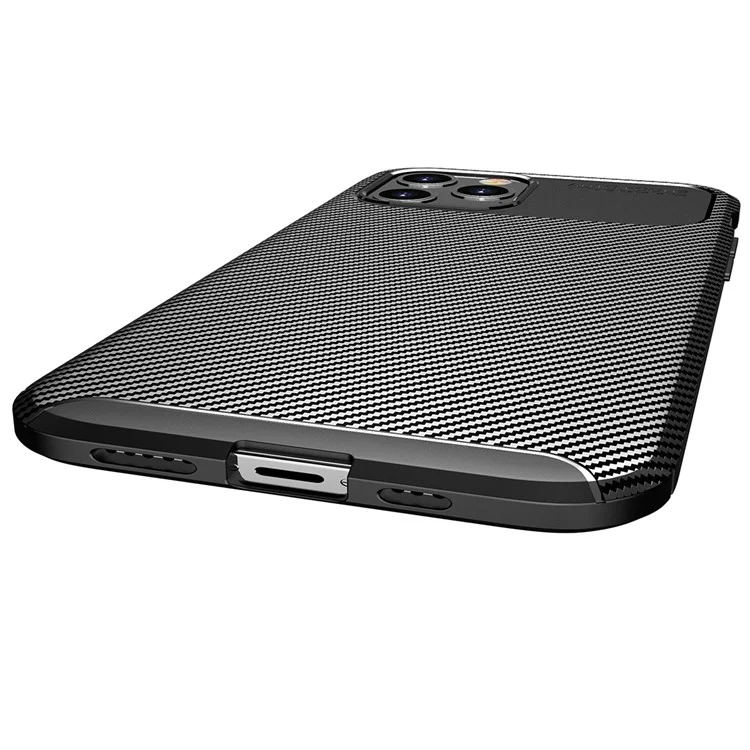 Carbon Fiber Skin Case Drop-proof TPU Shell for iPhone 12 Pro 6.1 inch - Black