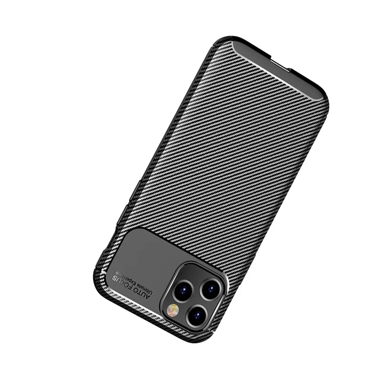 Casa de Capa de Pele de Fibra de Carbono TPU à Prova de Gota Para Iphone 12 Pro 6,1 Polegadas - Preto