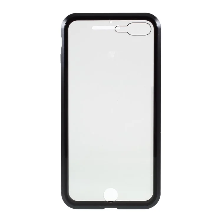Magnetic Metal Frame + Double-sided Tempered Glass Anti-peep Case for iPhone 7 Plus/8 Plus 5.5 inch - Black