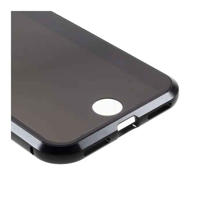 Cadre Métallique Magnétique + Couverture de Couverture Complète en Verre Trempé Double Face Pour Iphone 7/8 / se (2020) / se (2022) - le Noir