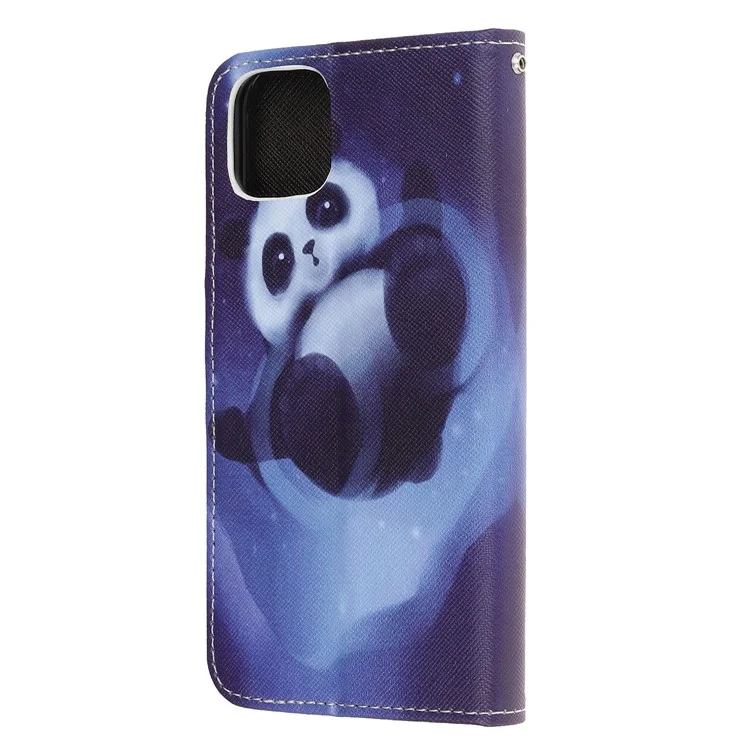 Cross Texture Pattern Printing Wallet Leather Phone Casing for iPhone 12 mini 5.4 inch - Panda