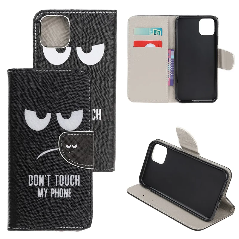 Pattern Printing Shell Leather Cover for iPhone 12 mini - Don't Touch My Phone