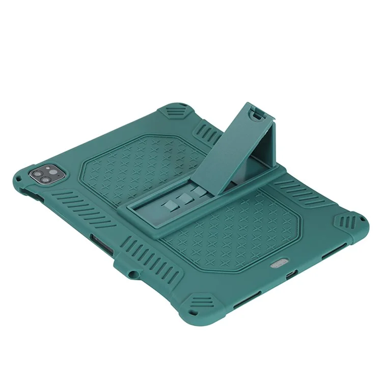 Case de Silicone Souple de Kickstand PC Avec Lonyard Pour Ipad Air (2020) / Air (2022) / Pro 11-pouces (2021) (2020) (2018) - Vert