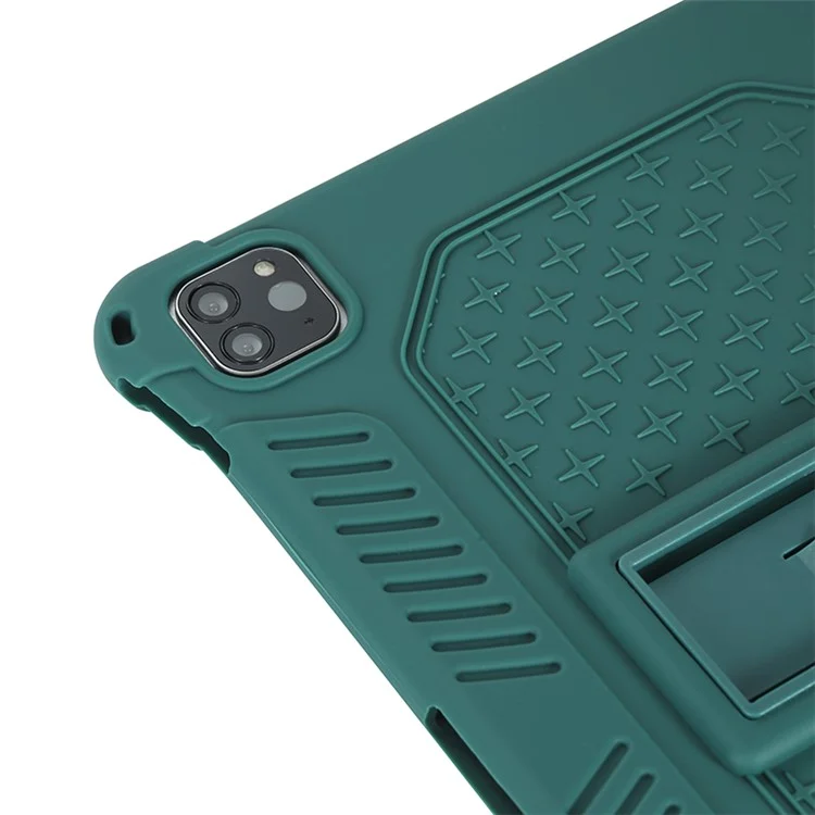 Case de Silicone Souple de Kickstand PC Avec Lonyard Pour Ipad Air (2020) / Air (2022) / Pro 11-pouces (2021) (2020) (2018) - Vert