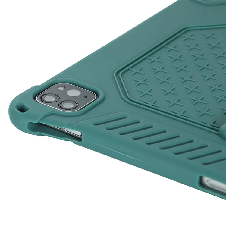 Case de Silicone Souple de Kickstand PC Avec Lonyard Pour Ipad Air (2020) / Air (2022) / Pro 11-pouces (2021) (2020) (2018) - Vert