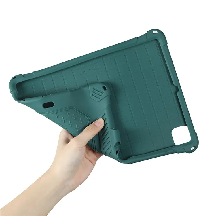 Case de Silicone Souple de Kickstand PC Avec Lonyard Pour Ipad Air (2020) / Air (2022) / Pro 11-pouces (2021) (2020) (2018) - Vert