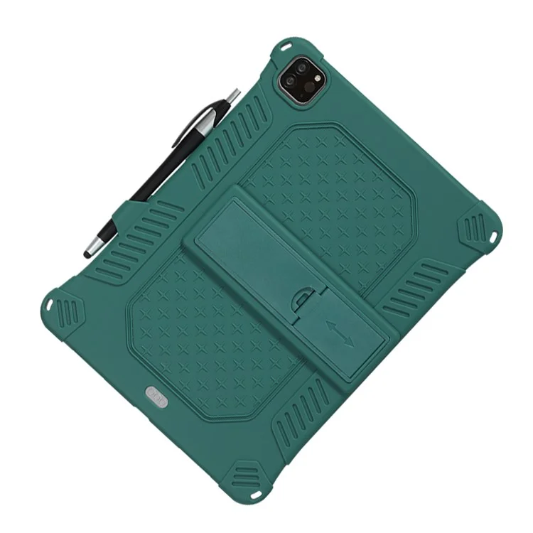 Case de Silicone Souple de Kickstand PC Avec Lonyard Pour Ipad Air (2020) / Air (2022) / Pro 11-pouces (2021) (2020) (2018) - Vert