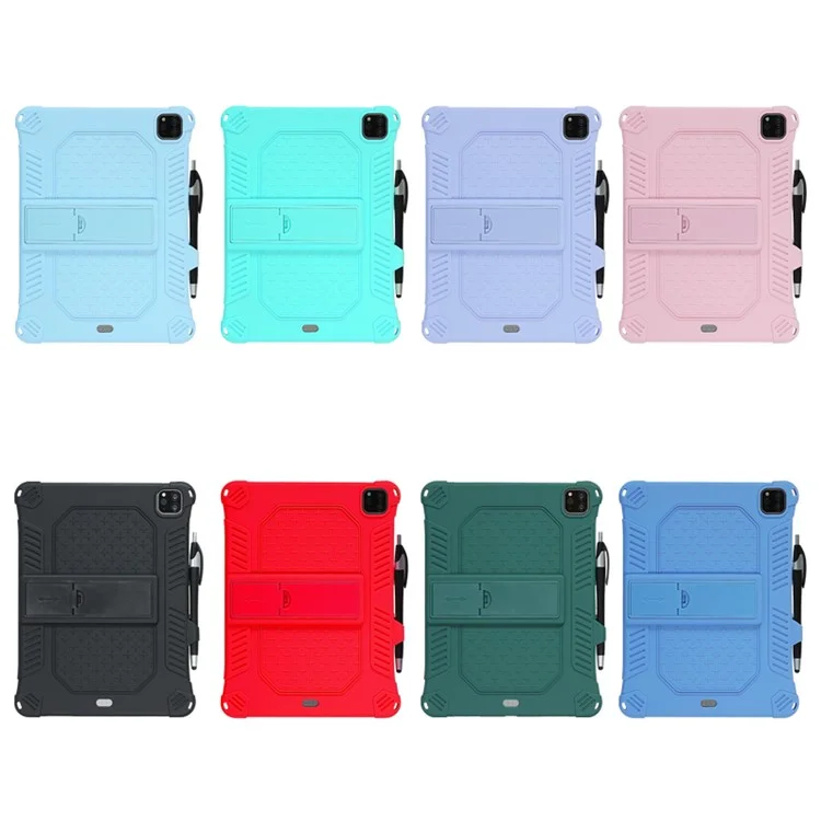 Case de Silicone Souple de Kickstand PC Avec Lonyard Pour Ipad Air (2020) / Air (2022) / Pro 11-pouces (2021) (2020) (2018) - Vert