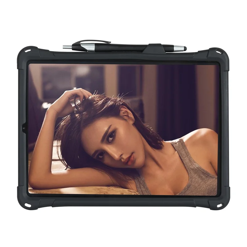 Kickstand PC Soft Silicone Case with Lanyard for iPad Air (2020) / Air (2022) / Pro 11-inch (2021)(2020)(2022) - Black