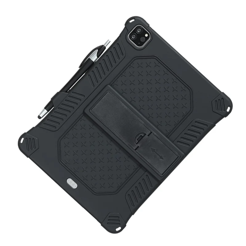 Kickstand PC Soft Silicone Case with Lanyard for iPad Air (2020) / Air (2022) / Pro 11-inch (2021)(2020)(2022) - Black