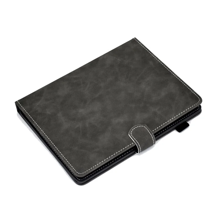 Solid Color Card Slots Stand Flip Leather Protective Shell for 10-inch Tablets - Black