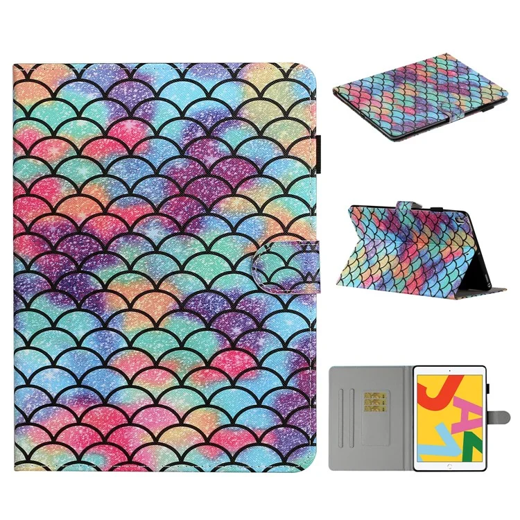 Pattern Printing Stand Leather Card Holder Case for iPad 10.2 (2021)/(2020)/(2019)/Air 10.5 inch (2019) - Fish Scale