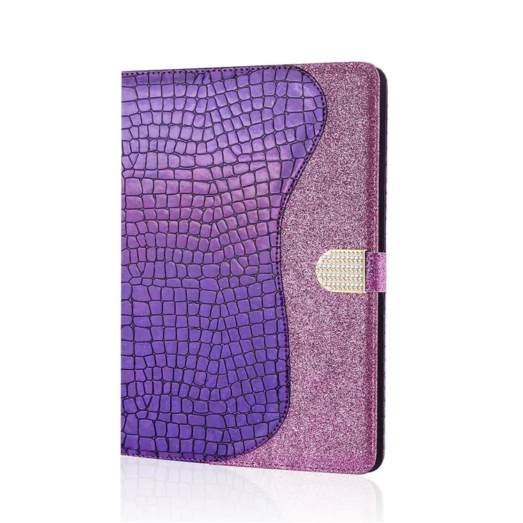 Crocodile Texture Flash Powder Leather Stand Tablet Case with Card Slots for iPad Pro 11-inch (2020) / (2022) / (2021) - Purple