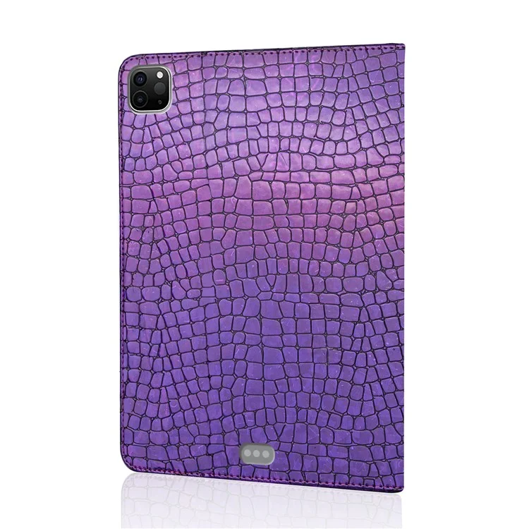 Textura de Crocodilo Flash em pó de Couro Para Comprimido Com Slots de Cartão Para Ipad Pro de 11 Polegadas (2020) - Roxo