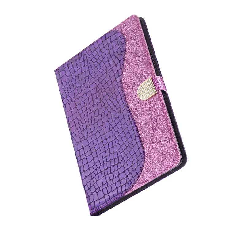 Crocodile Texture Flash Powder Leather Stand Tablet Case with Card Slots for iPad Pro 11-inch (2020) / (2022) / (2021) - Purple