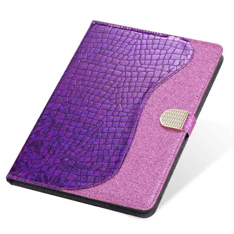 Crocodile Texture Flash Powder Leather Stand Tablet Case with Card Slots for iPad Pro 11-inch (2020) / (2022) / (2021) - Purple