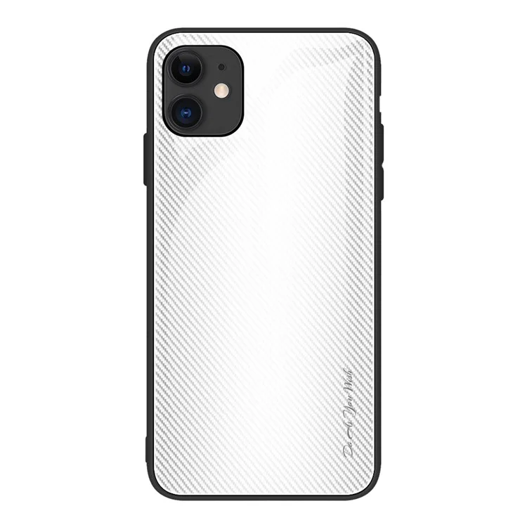 Verre de Texture en Fibre de Carbone Dos + Coque Combinée TPU Pour Iphone 12/12 Pro 6,1 Pouces - Blanche