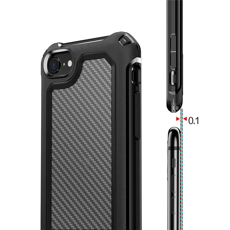 Textura de Fibra de Carbono PC + TPU Hybrid Telephip Para Iphone 7/8/SE (2020)/SE (2022) - Negro