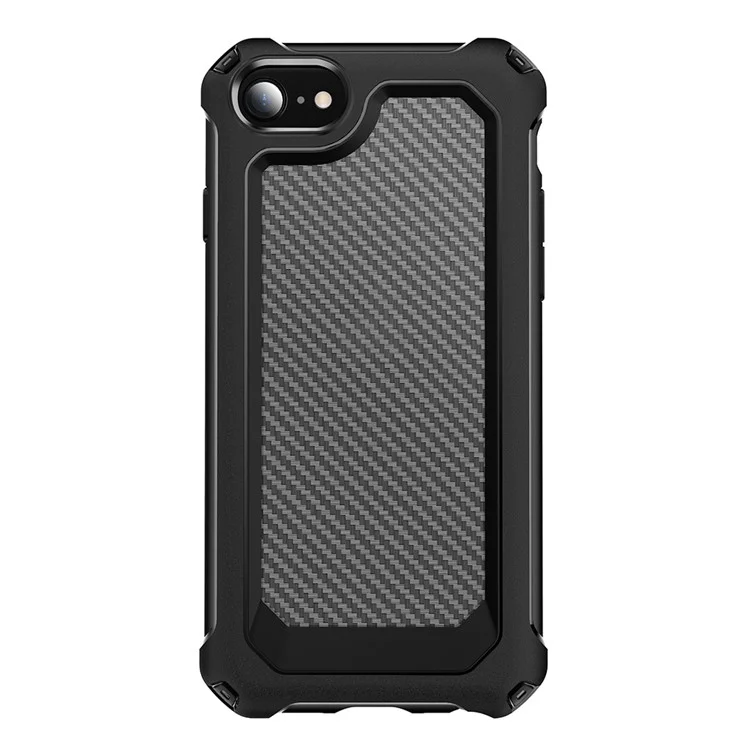 Textura de Fibra de Carbono PC + TPU Hybrid Telephip Para Iphone 7/8/SE (2020)/SE (2022) - Negro