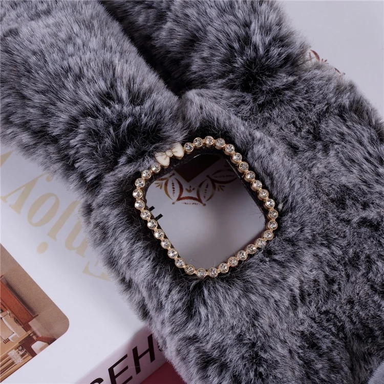 Rabbit Shaped Fur Coated Soft TPU Phone Case for Apple iPhone 12 Pro Max 6.7 inch - Dark Grey