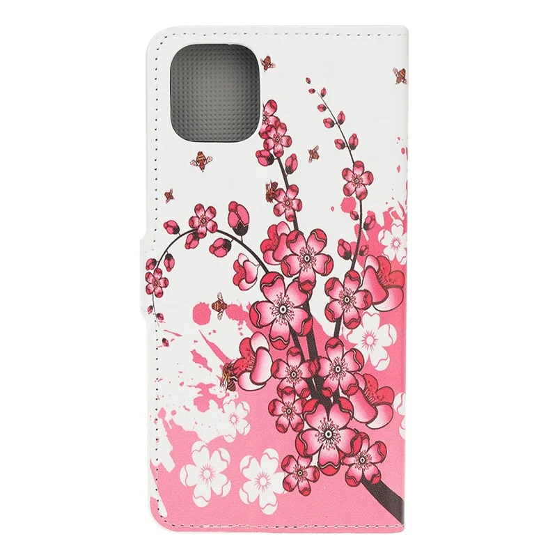 Pattern Printing PU Leather Wallet Stand Phone Shell for iPhone 12 - Plum Blossom