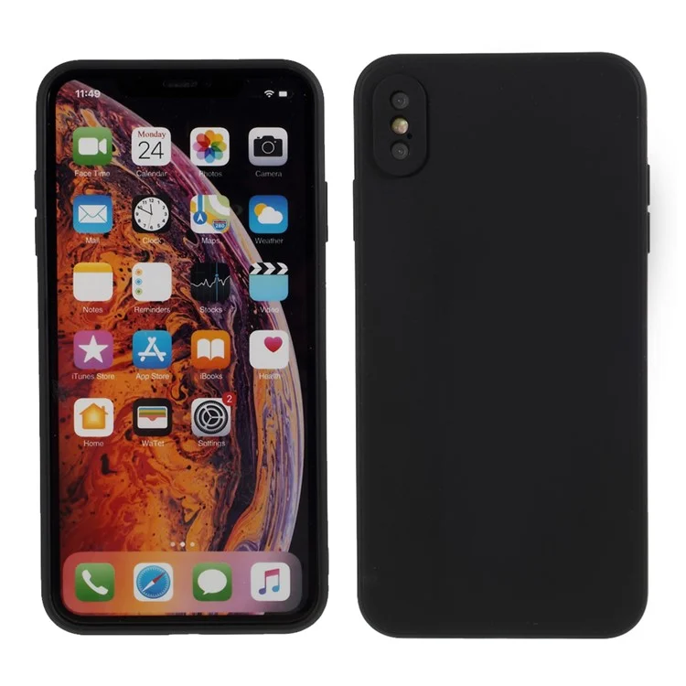 Matte Skin Soft Silicone Phone Case for iPhone XS/X 5.8-inch - Black