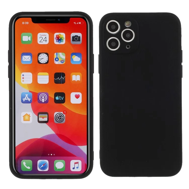 Capa de Telefone de Silicone Macia de Pele Fosca Para Iphone 11 Pro 5,8 Polegadas - Preto