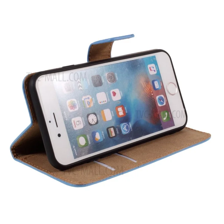 Funda de cuero partido con cartera para iPhone 6 Plus/6s Plus de 5,5 pulgadas - Azul