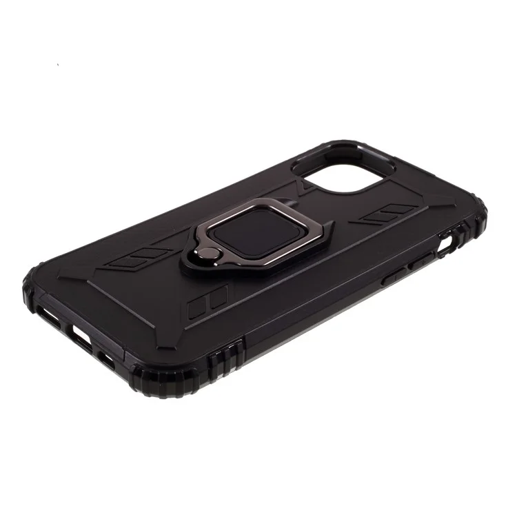 TPU Finger Ring Kickstand Protective Case for iPhone 12 Pro Max 6.7 inch - Black