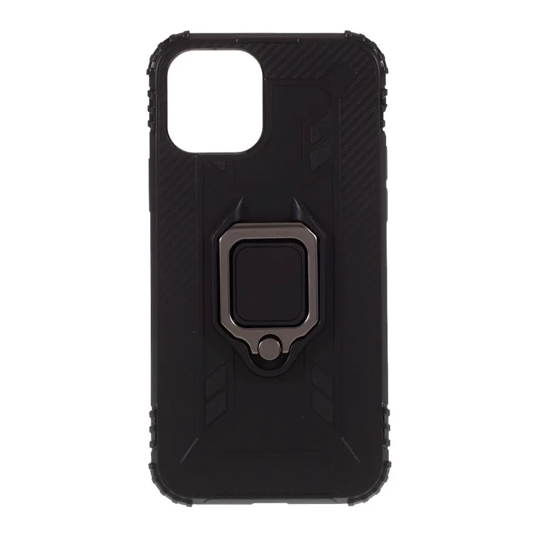 TPU Finger Ring Kickstand Protective Case Pour Iphone 12 Pro Max 6,7 Pouces - le Noir