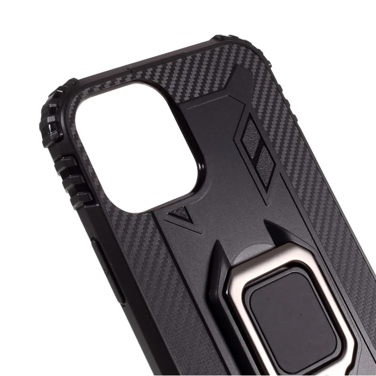Coque en TPU anti-goutte avec anneau de doigt et support pour iPhone 12 mini - Noir