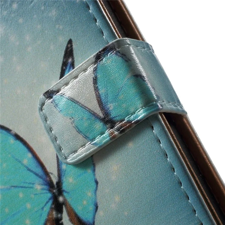 Stand Card Slot Leather Cover for iPhone SE/5s/5 - Blue Butterfly on the Water