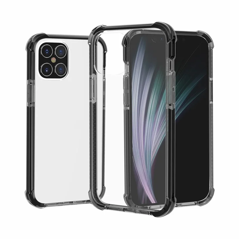 Capa híbrida Air-cushion Dropproof Acrílica + TPU para iPhone 12 - Preto/Cinza