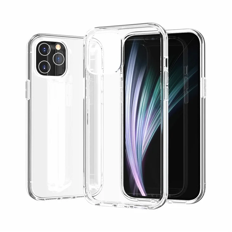 Custodia per telefono cellulare ibrida in PC+TPU anti-impronte digitali per iPhone 12 mini - Trasparente