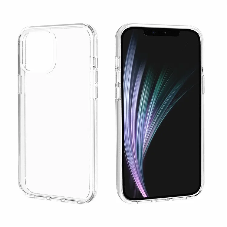 Custodia per telefono cellulare ibrida in PC+TPU anti-impronte digitali per iPhone 12 mini - Trasparente