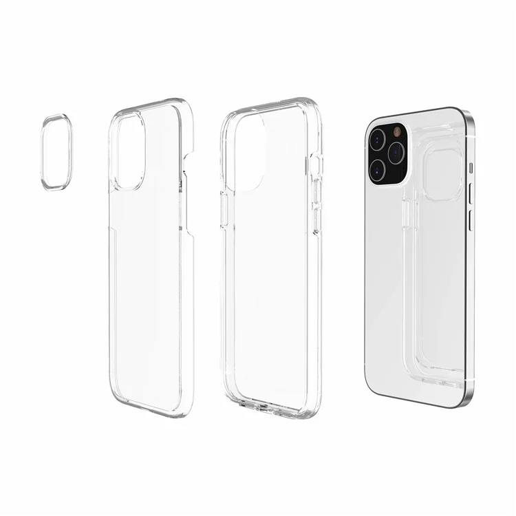 Custodia per telefono cellulare ibrida in PC+TPU anti-impronte digitali per iPhone 12 mini - Trasparente