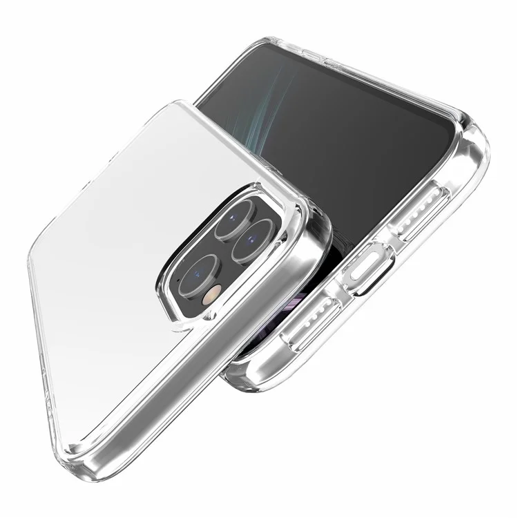 Custodia per telefono cellulare ibrida in PC+TPU anti-impronte digitali per iPhone 12 mini - Trasparente